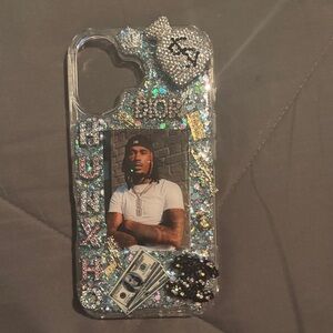 Custom Glitter iPhone 16 junk Case with Silver Accents